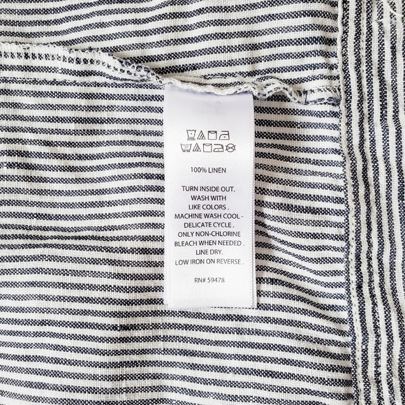 Kenar Linen Gray White Railroad Stripe Vest - Picture 4 of 7